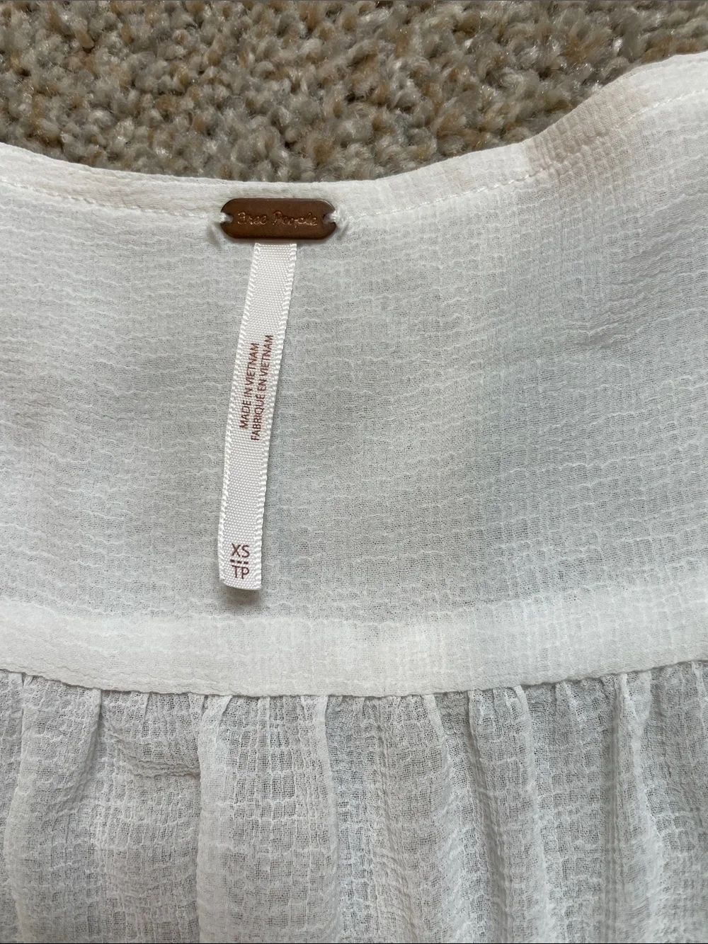 Free People Ivory Smocked Peasant Blouse